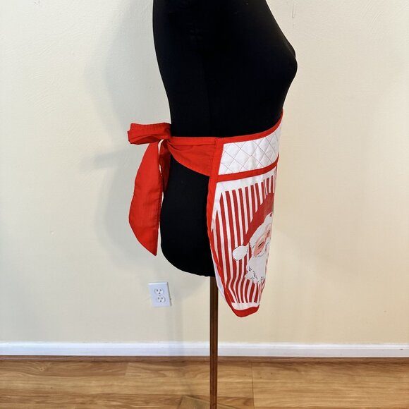 Vintage 1950s Christmas Apron Santa & Snowman Graphics Retro Kitchen Womens - Picture 8 of 9